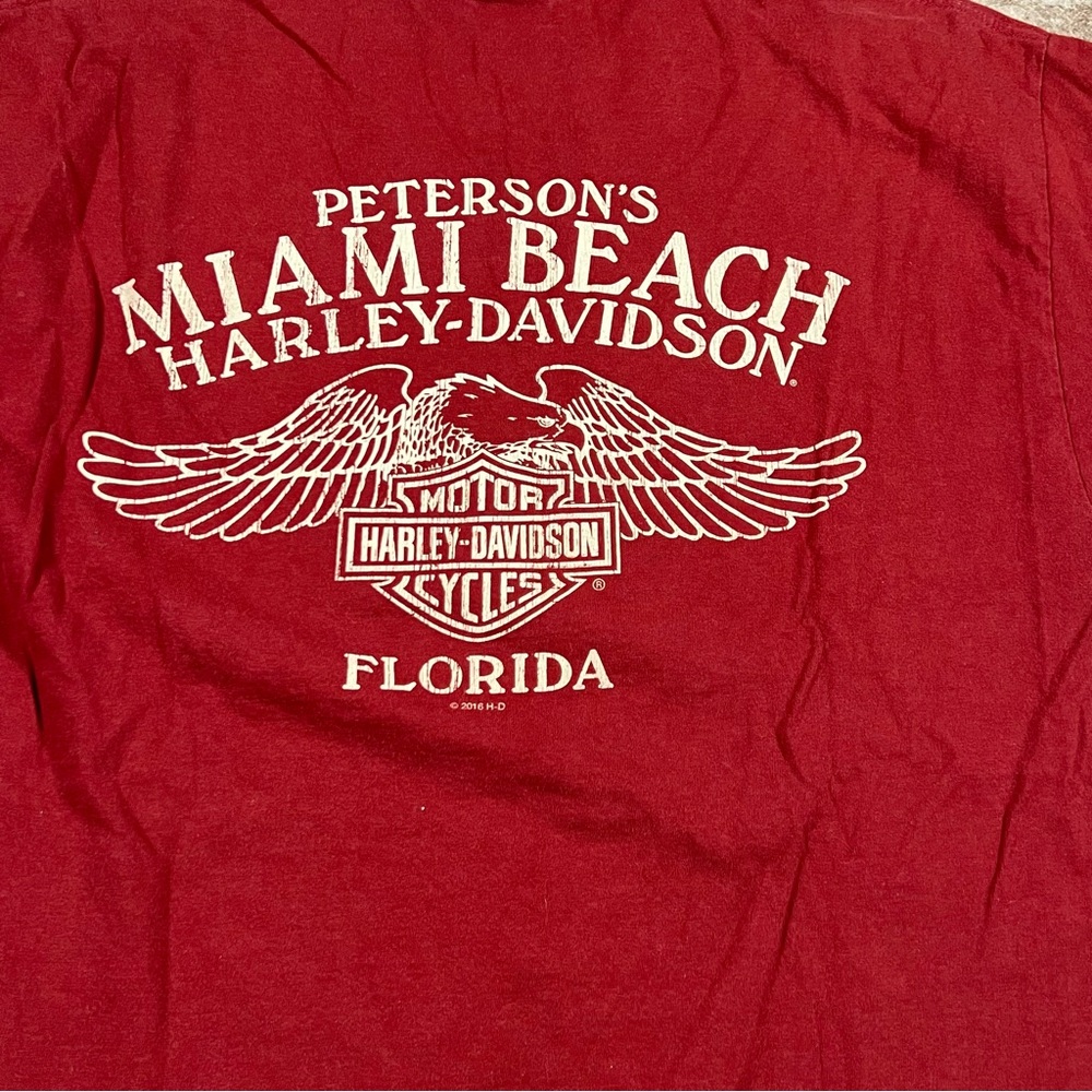 Harley Davidson Knucklehead Miami Beach Florida Tshirt - Picture 4 of 5